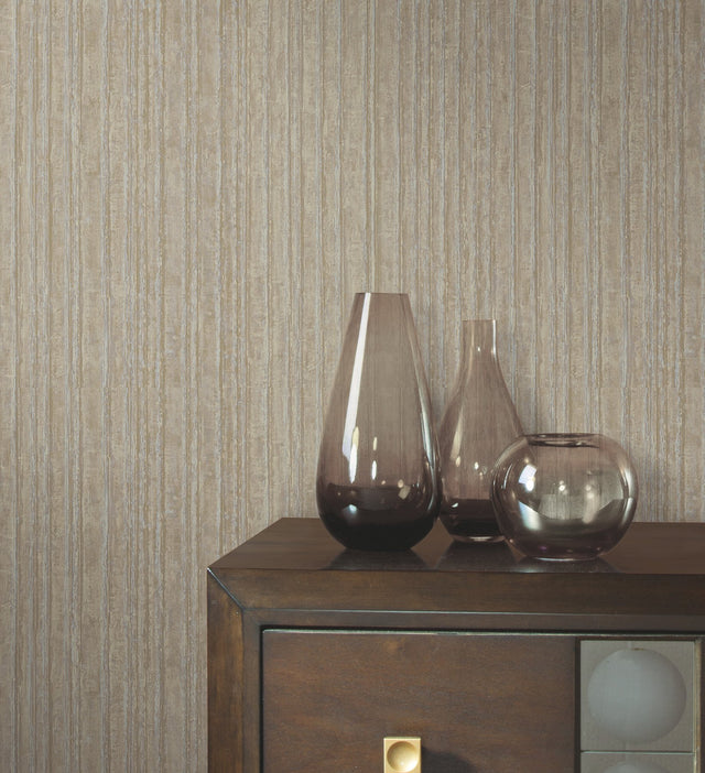 Vintage Tin Satin Brass Wallpaper with Corrugated Metallic Texture - York RRD7607N