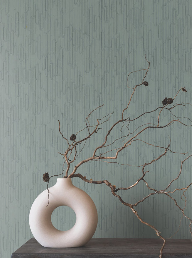 Calliope Arctic Shell Geometric Wallpaper  Fabric Backed Vinyl, 26 in x 30 ft, Scrubbable, Unpasted - York RRD7610N