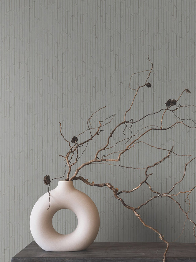 Calliope Fog Transit Geometric Fabric-Backed Vinyl Wallpaper - York RRD7613N