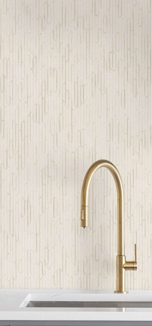 Calliope Pearl Trax Geometric Wallpaper - Ronald Redding RRD7614N