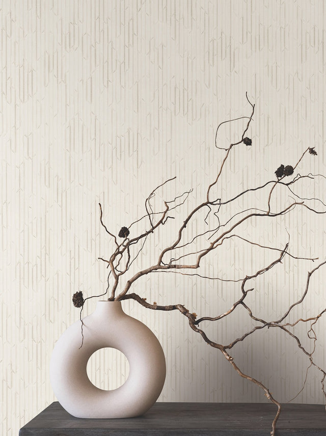 Calliope Pearl Trax Geometric Wallpaper - Ronald Redding RRD7614N