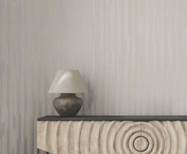 Newel Natural White Textured Stripe Wallpaper - York RRD7623N
