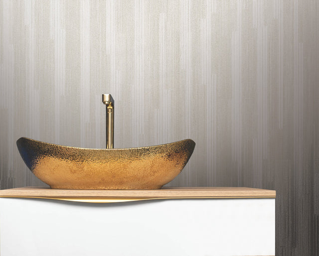 Newel Natural White Textured Stripe Wallpaper - York RRD7623N