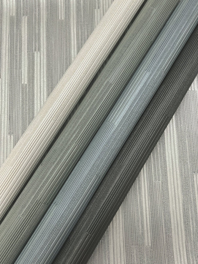 Newel Aluminum Wallpaper with Textured Vertical Stripe Motif - York RRD7624N