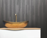 Newel Shadow Black Wallpaper with Textured Vertical Stripe Pattern - York RRD7626N