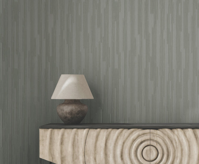 Newel Rotary Black Fabric Backed Vinyl Wallpaper with Textured Vertical Stripe - York RRD7627N