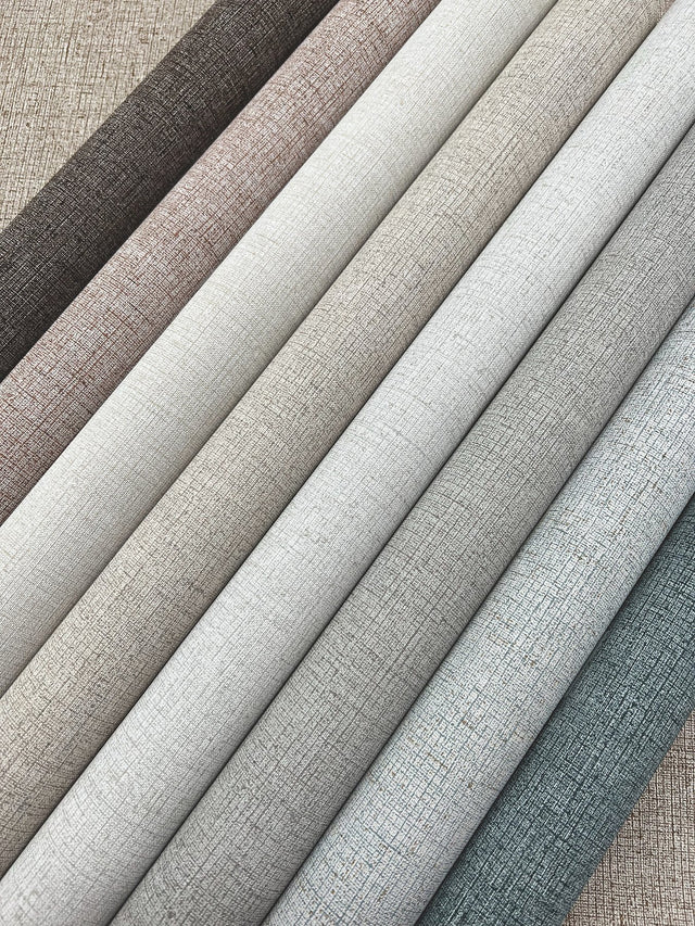 Rugged Linen Adirondack Beige Wallpaper with Textured Linen Weave - York RRD7635N