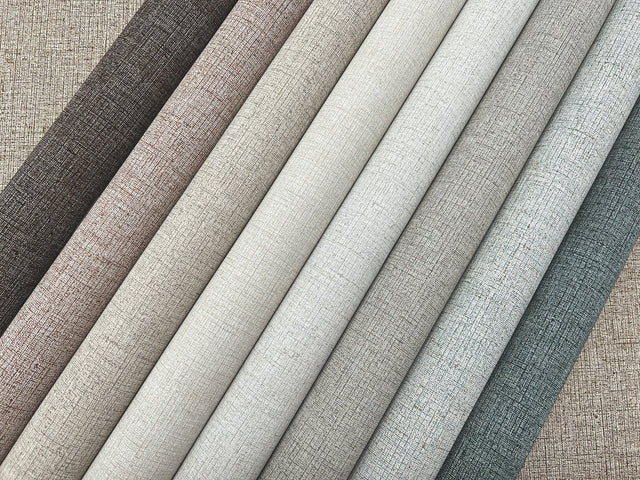 Rugged Linen Adirondack Beige Wallpaper with Textured Linen Weave - York RRD7635N