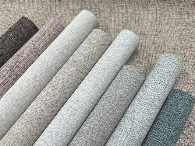 Rugged Linen Adirondack Beige Wallpaper with Textured Linen Weave - York RRD7635N
