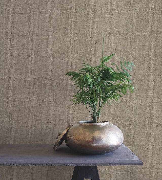 Rugged Linen Adirondack Beige Wallpaper with Textured Linen Weave - York RRD7635N