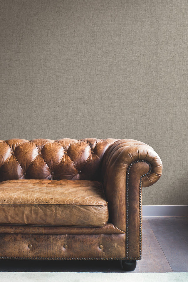 Rugged Linen Adirondack Beige Wallpaper with Textured Linen Weave - York RRD7635N