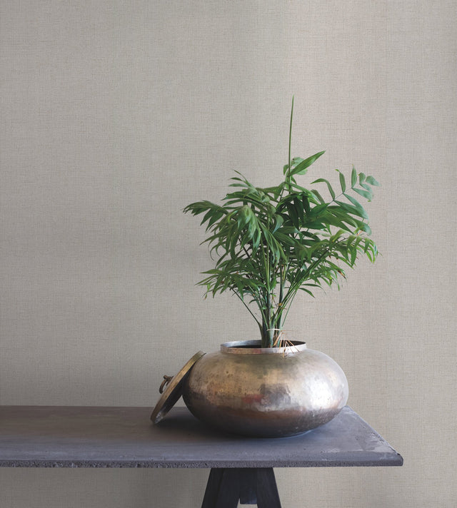Rugged Linen Featherstone White Wallpaper with Textured Linen Weave - York RRD7636N