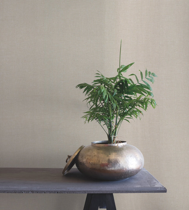 Rugged Linen Powder Sand Wallpaper with Textured Linen Weave - York RRD7637N