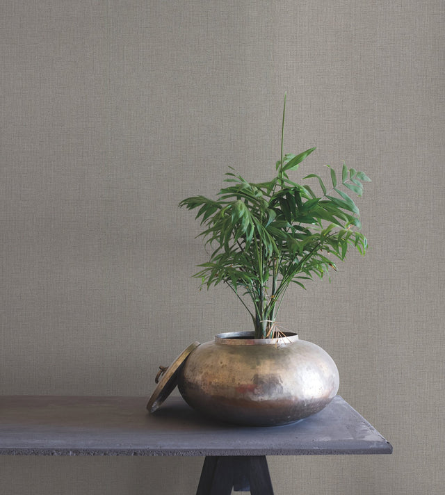 Rugged Linen Shale Wallpaper with Textured Linen Weave - York RRD7640N