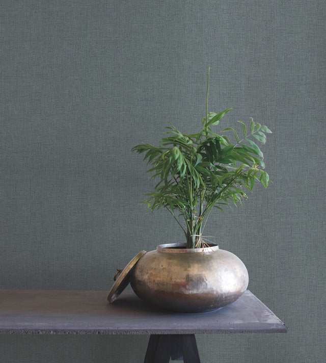 Rugged Linen Juniper Wallpaper with Textured Linen Weave - York RRD7643N