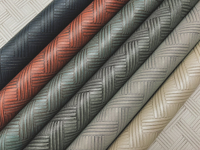 Wickwork Ink Press Wallpaper with Textured Basket-Weave Pattern - York RRD7646