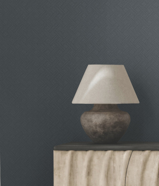 Wickwork Ink Press Wallpaper with Textured Basket-Weave Pattern - York RRD7646