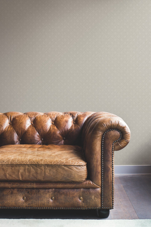 Wickwork Pearl Trax Wallpaper with Textured Geometric Weave - York RRD7647