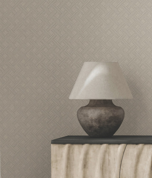 Wickwork Fog Transit Textured Fabric-Backed Vinyl Wallpaper - York RRD7648