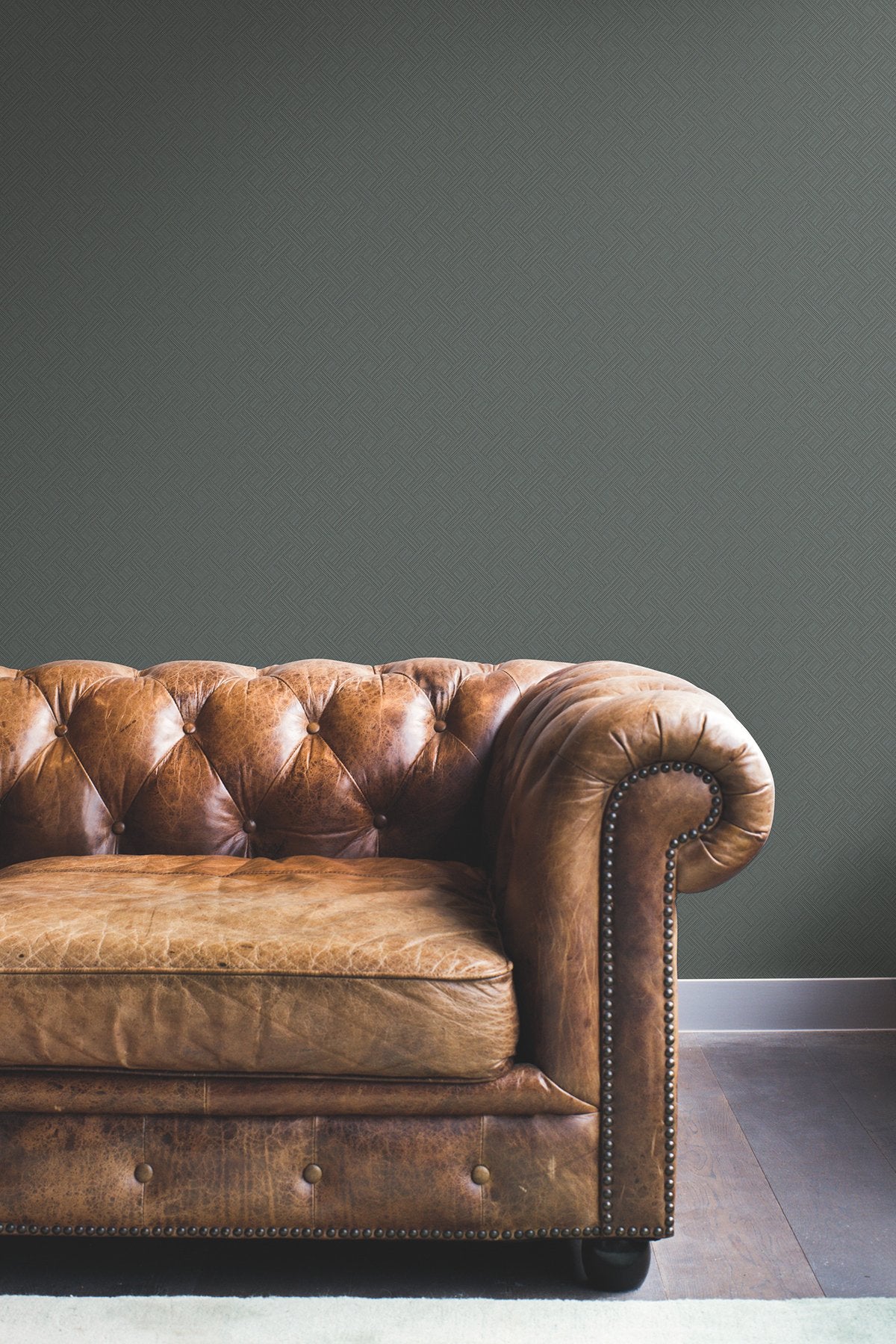 Wickwork Rotary Black Fabric-Backed Vinyl Wallpaper with Textured Geometric Weave - York RRD7650