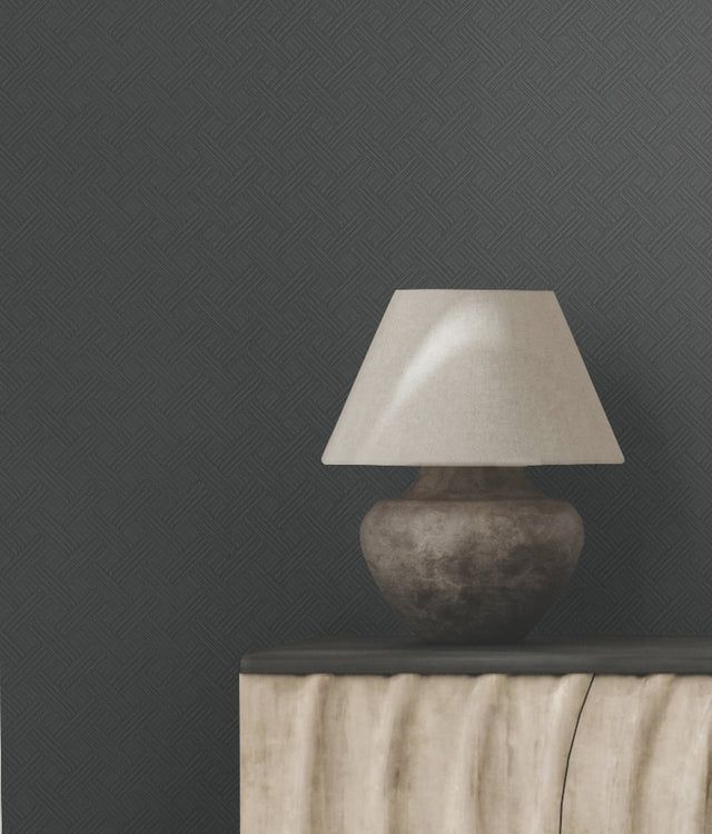 Wickwork Shadow Wallpaper with Geometric Basket Weave Texture - York RRD7651