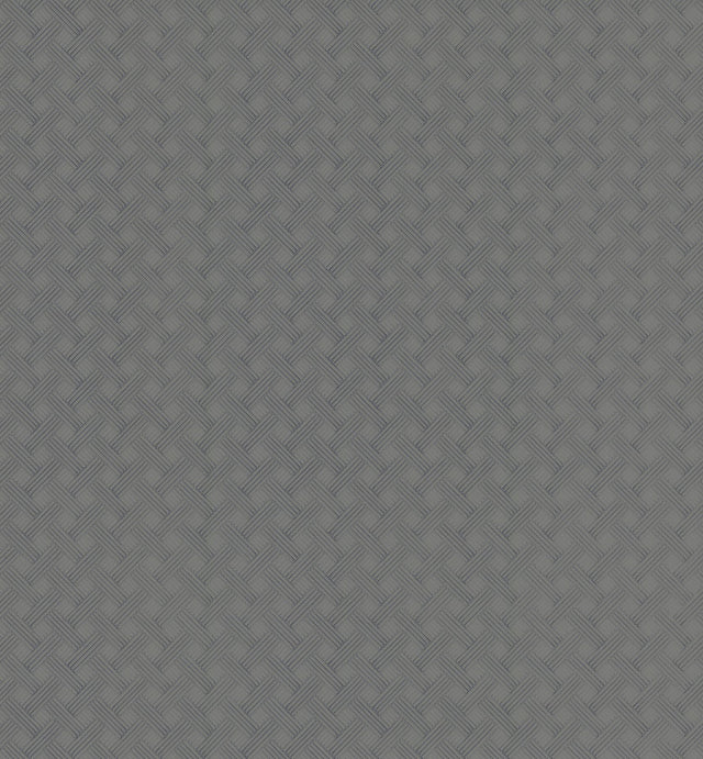 Wickwork Graphite Wallpaper with Basket-Weave Geometric Texture - York RRD7652