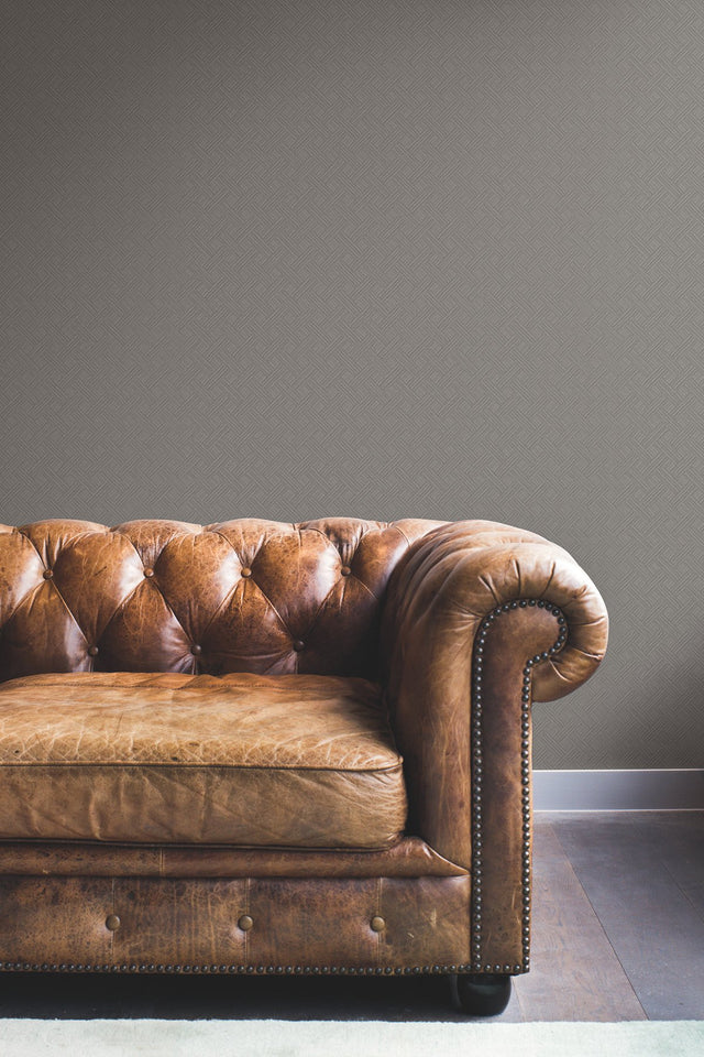 Wickwork Graphite Wallpaper with Basket-Weave Geometric Texture - York RRD7652