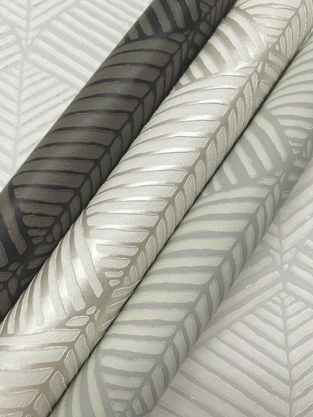 Universal Nature Gravel Wallpaper with Geometric Palm Frond Motif - York RRD7659N