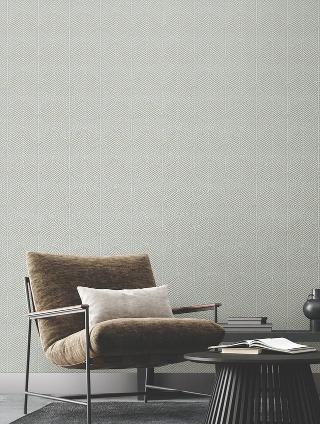 Universal Nature Gravel Wallpaper with Geometric Palm Frond Motif - York RRD7659N