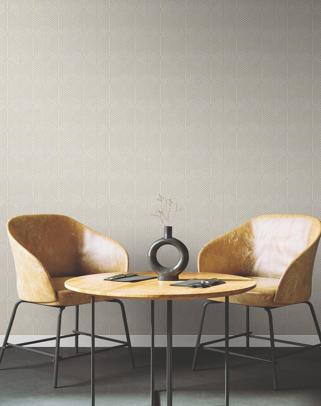 Universal Nature Sand Wallpaper with Geometric Palm Frond Motif - York RRD7660N