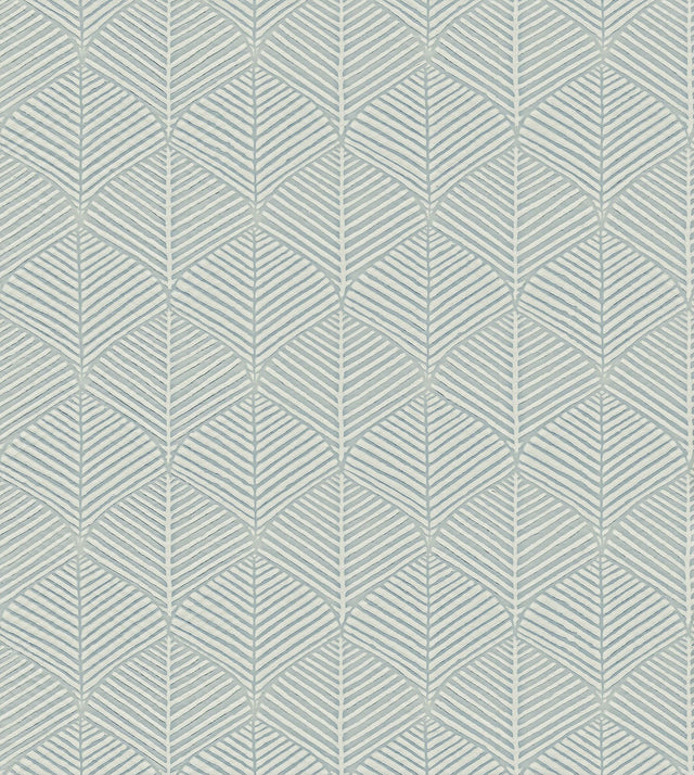 Universal Nature Fog Wallpaper with Geometric Palm Frond Motif - York RRD7661N