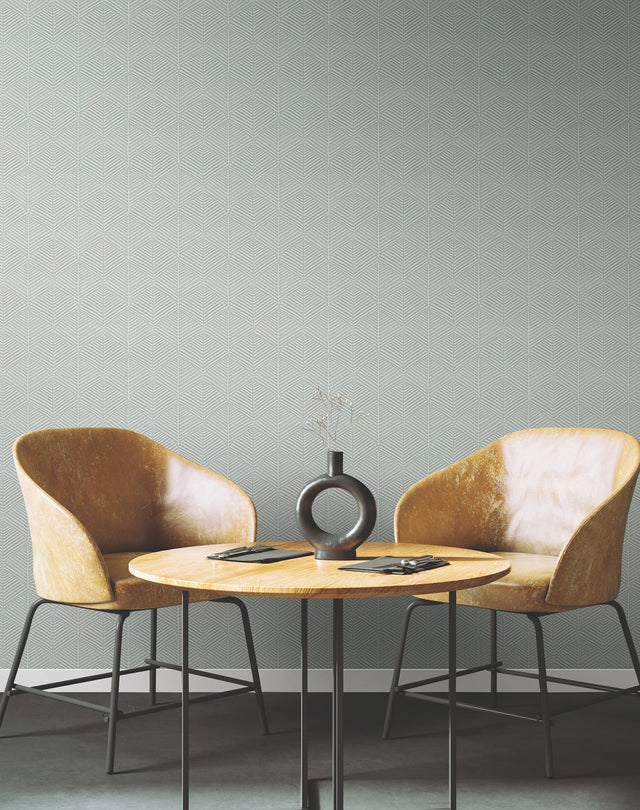 Universal Nature Fog Wallpaper with Geometric Palm Frond Motif - York RRD7661N