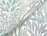 Coral Leaves Blue & Aqua Wallpaper with Modern Toile Botanical Pattern - York RT7804