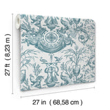 Avian Fountain Toile Jade Wallpaper with Traditional Toile Pattern - York RT7811