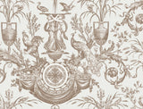 Avian Fountain Toile Mink Wallpaper with Traditional Toile Pattern - York RT7812