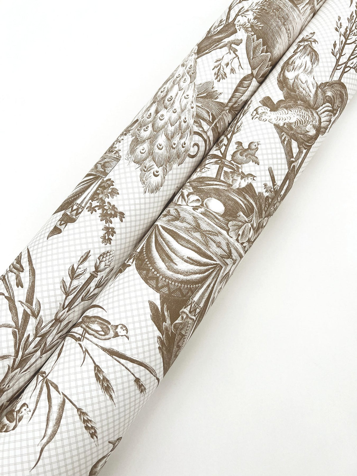 Avian Fountain Toile Mink Wallpaper with Traditional Toile Pattern - York RT7812