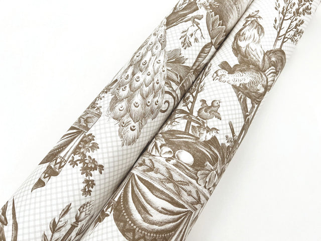 Avian Fountain Toile Mink Wallpaper with Traditional Toile Pattern - York RT7812