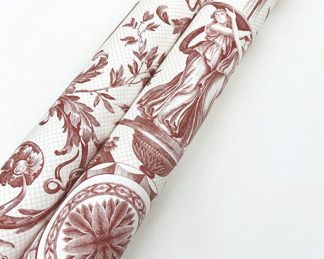 Avian Fountain Toile Brick Wallpaper with Traditional Toile Pattern - York RT7814