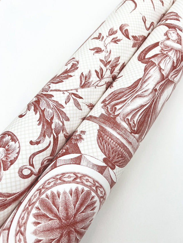 Avian Fountain Toile Brick Wallpaper with Traditional Toile Pattern - York RT7814