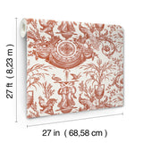 Avian Fountain Toile Brick Wallpaper with Traditional Toile Pattern - York RT7814