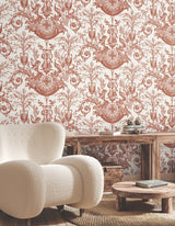 Avian Fountain Toile Brick Wallpaper with Traditional Toile Pattern - York RT7814