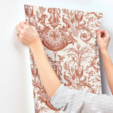 Avian Fountain Toile Brick Wallpaper with Traditional Toile Pattern - York RT7814