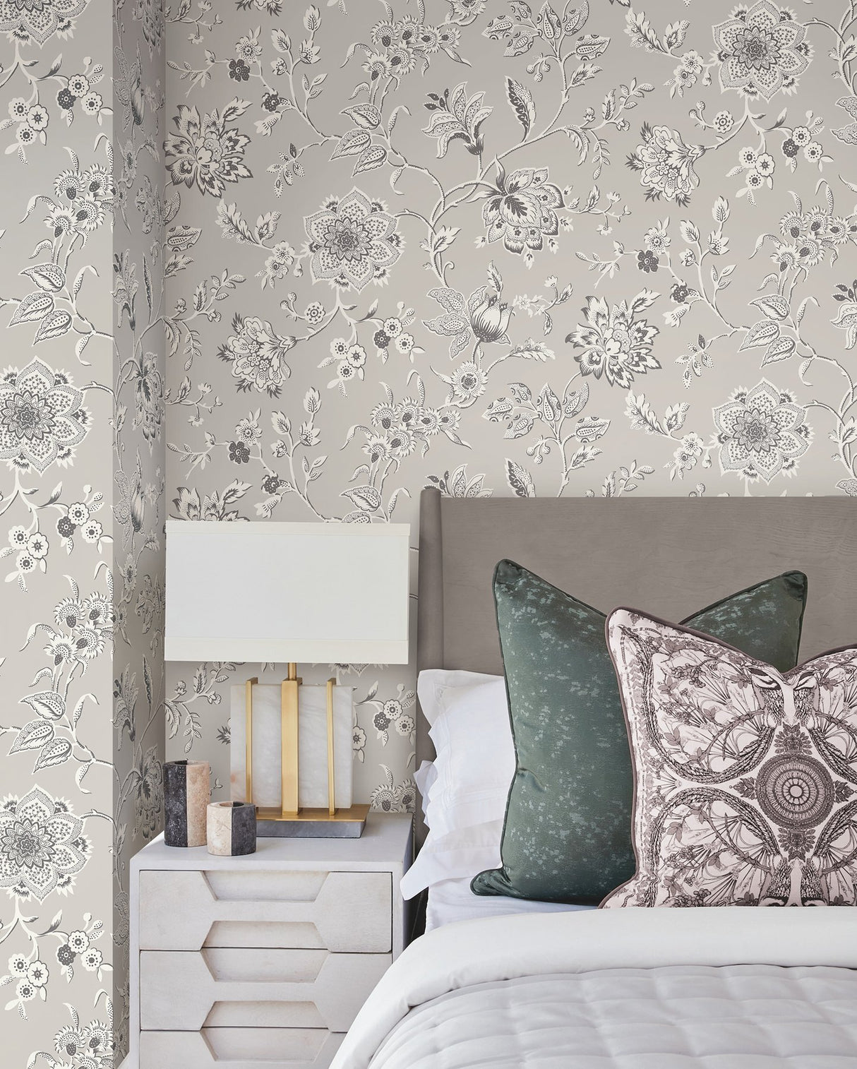 Sutton Grey Toile Coastal Wallpaper - York RT7823