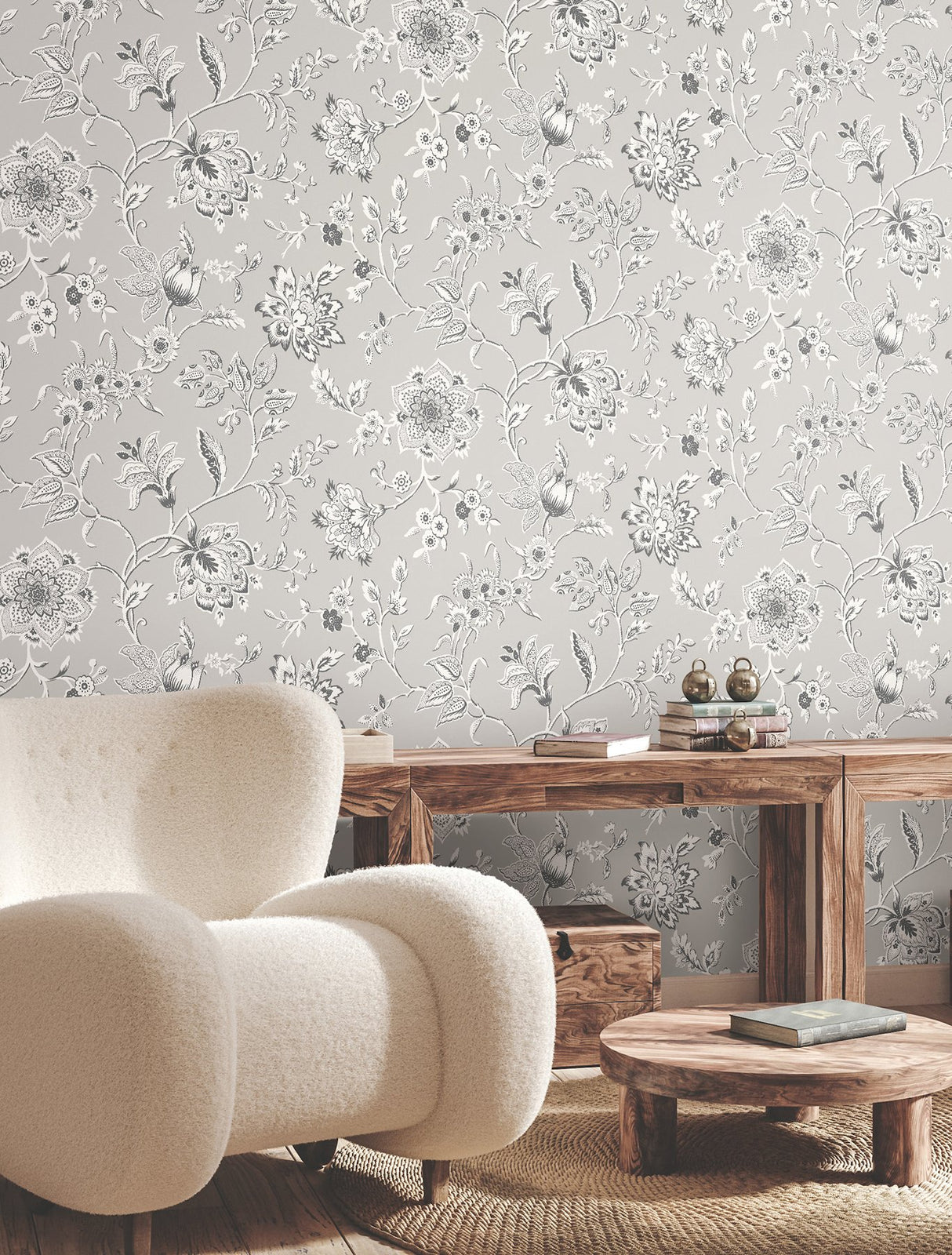 Sutton Grey Toile Coastal Wallpaper - York RT7823