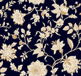 Sutton Black Wallpaper with Metallic Jacobean Toile Floral - York RT7824