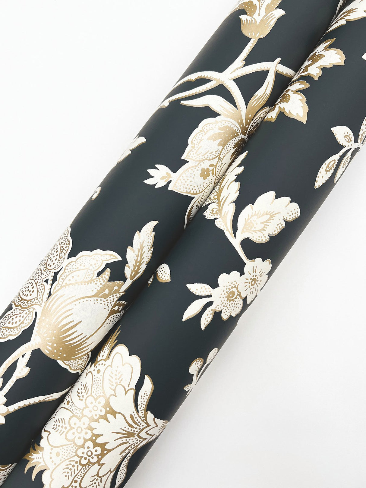 Sutton Black Wallpaper with Metallic Jacobean Toile Floral - York RT7824