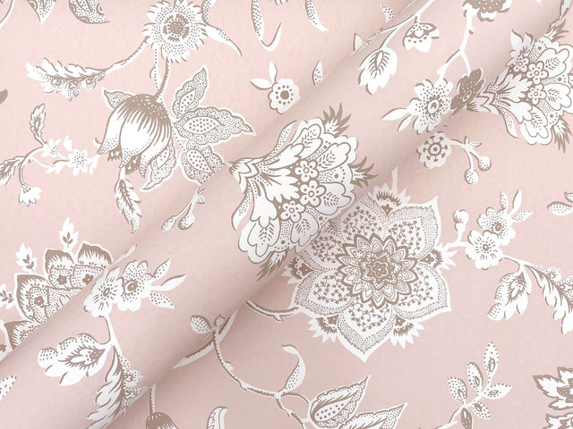Sutton Blush Wallpaper with Toile Floral Motif - York RT7825