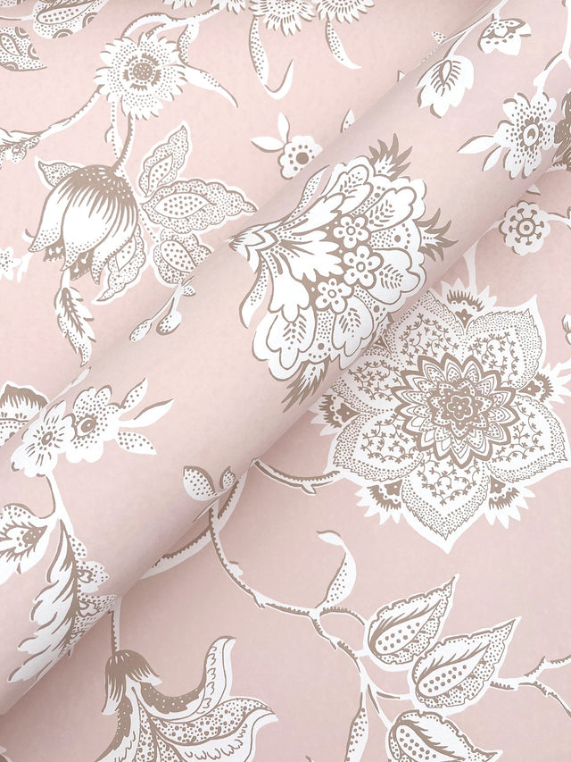 Sutton Blush Wallpaper with Toile Floral Motif - York RT7825