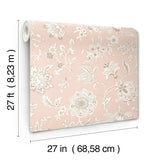 Sutton Blush Wallpaper with Toile Floral Motif - York RT7825