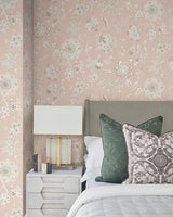 Sutton Blush Wallpaper with Toile Floral Motif - York RT7825